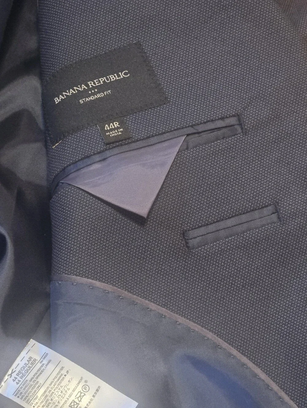 Banana Republic Standard Fit Blue Textured Blazer Sport Coat Jacket 44R